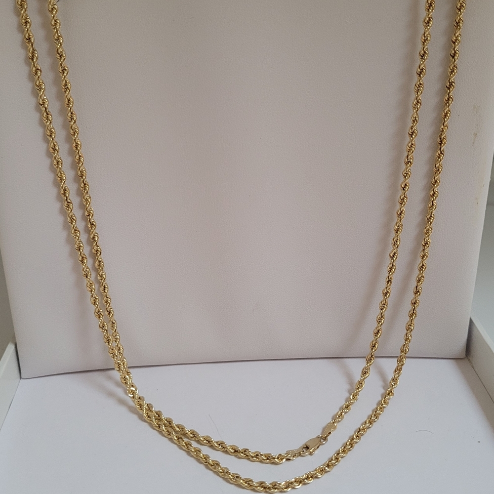 10k Solid Gold Rope Chain Necklace,  30.5" Length.